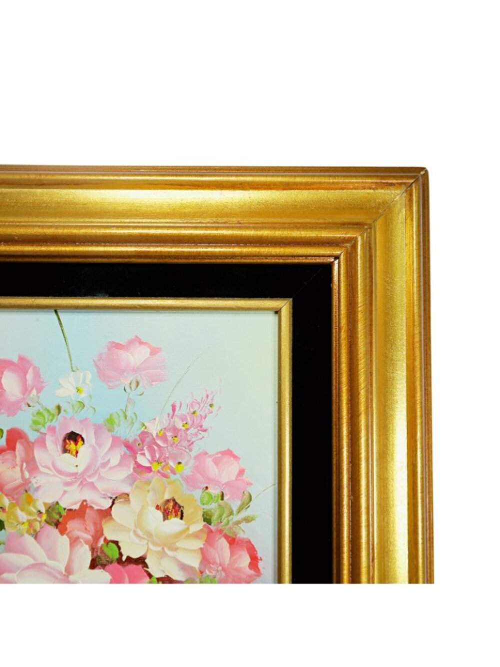 Robert Cox 14x15" Signed Oil Painting Pink Rose Bouquet Vintage Floral Art - Picture 5 of 10